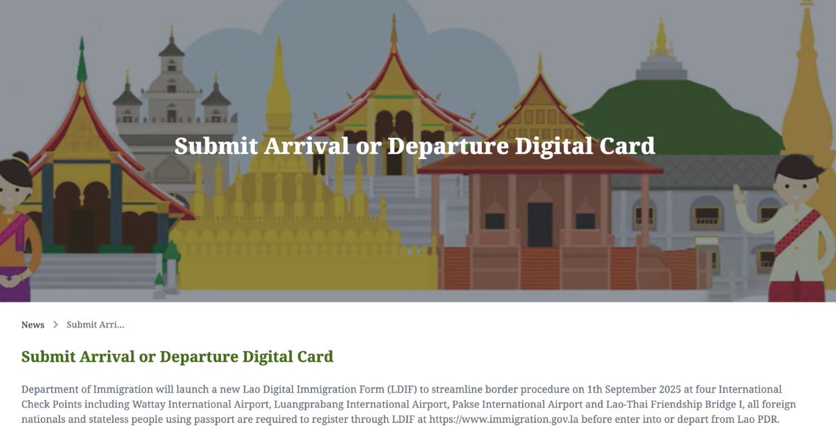 Laos Announces New Digital Immigration Form to Streamline Travel