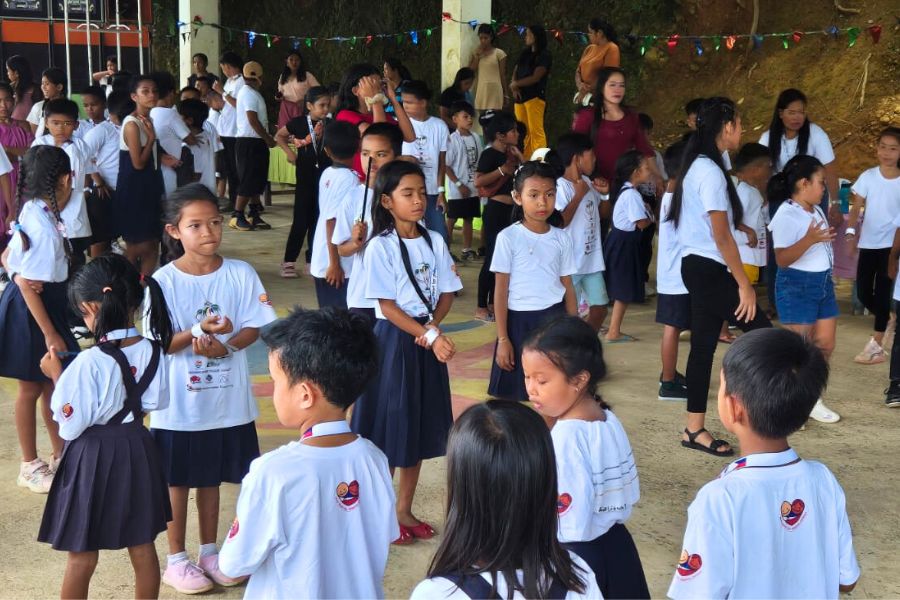 Children at the new San Miguel ES playground