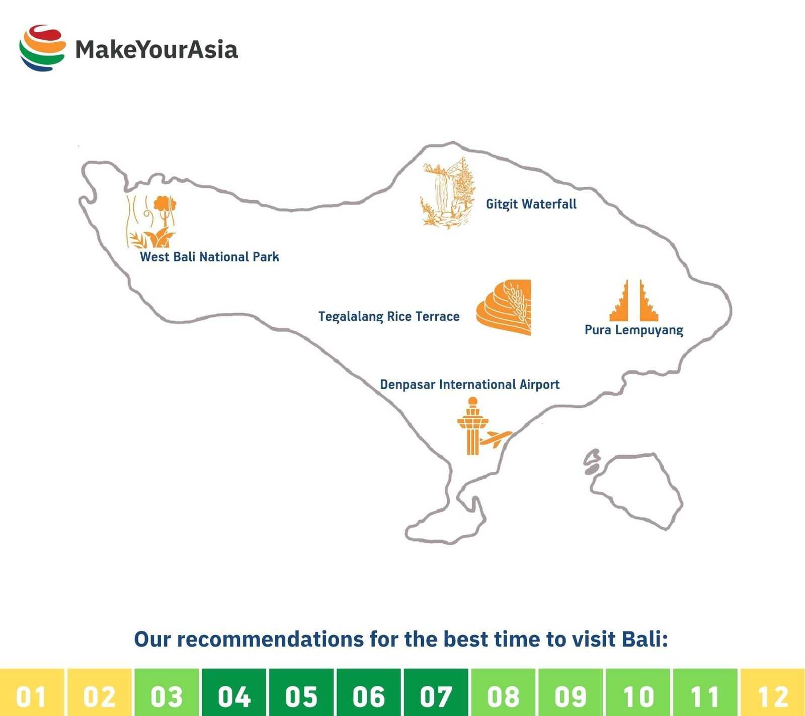 Best time to go to Bali Map