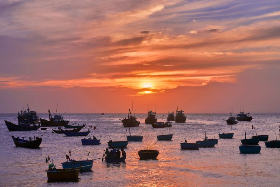 fishing boats of Mui Ne coast