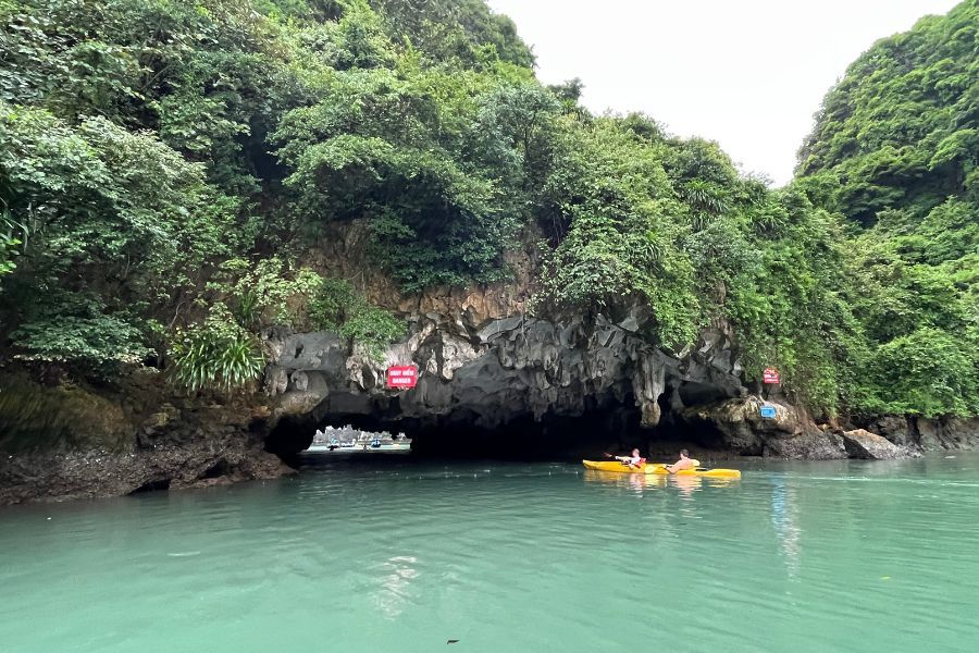 Kayaking through Ha Long Bay
