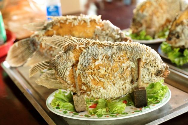 Mekong Delta deep fried elephant's ear fish